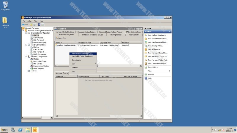 New Mailbox Database
