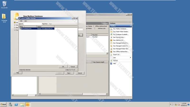 New Mailbox Database browse