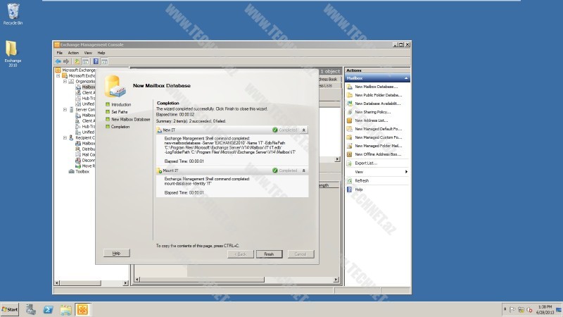 New Mailbox Database finish