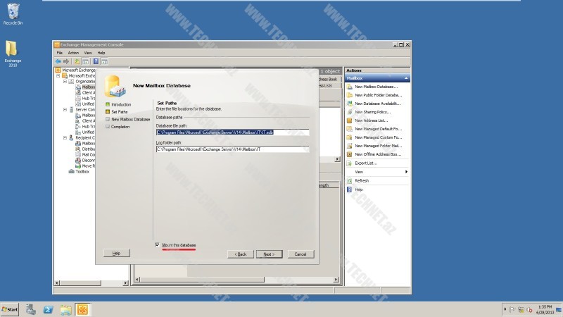 New Mailbox Database path