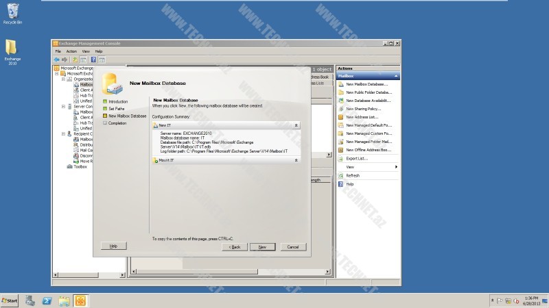 New Mailbox Database summary