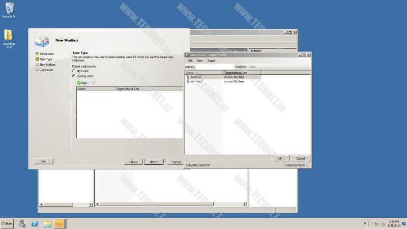 User mailbox User type elave