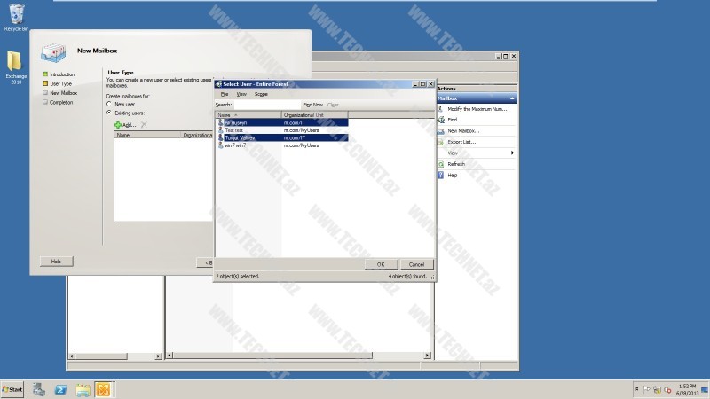 User mailbox existing users