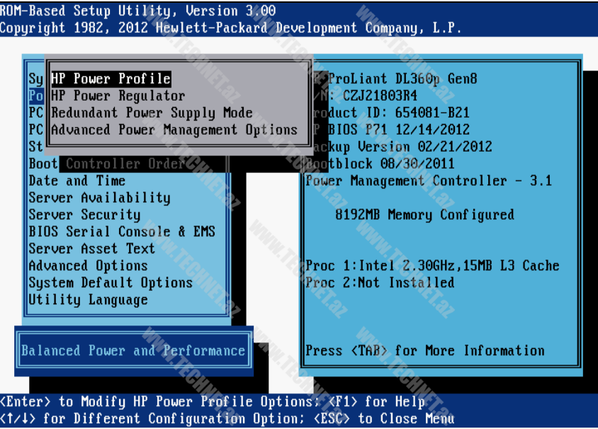 HP Proliant Serverlər RomBased Setup Utility (2)